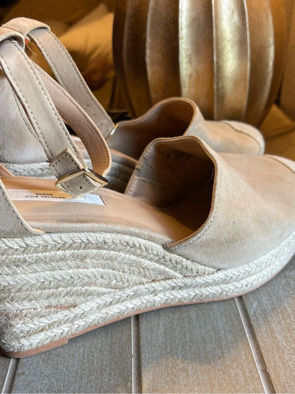 H&M Nude Ankle-Strap Espadrille Wedges